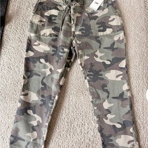 YMI Camouflage Cargo Pants with Tie Waist